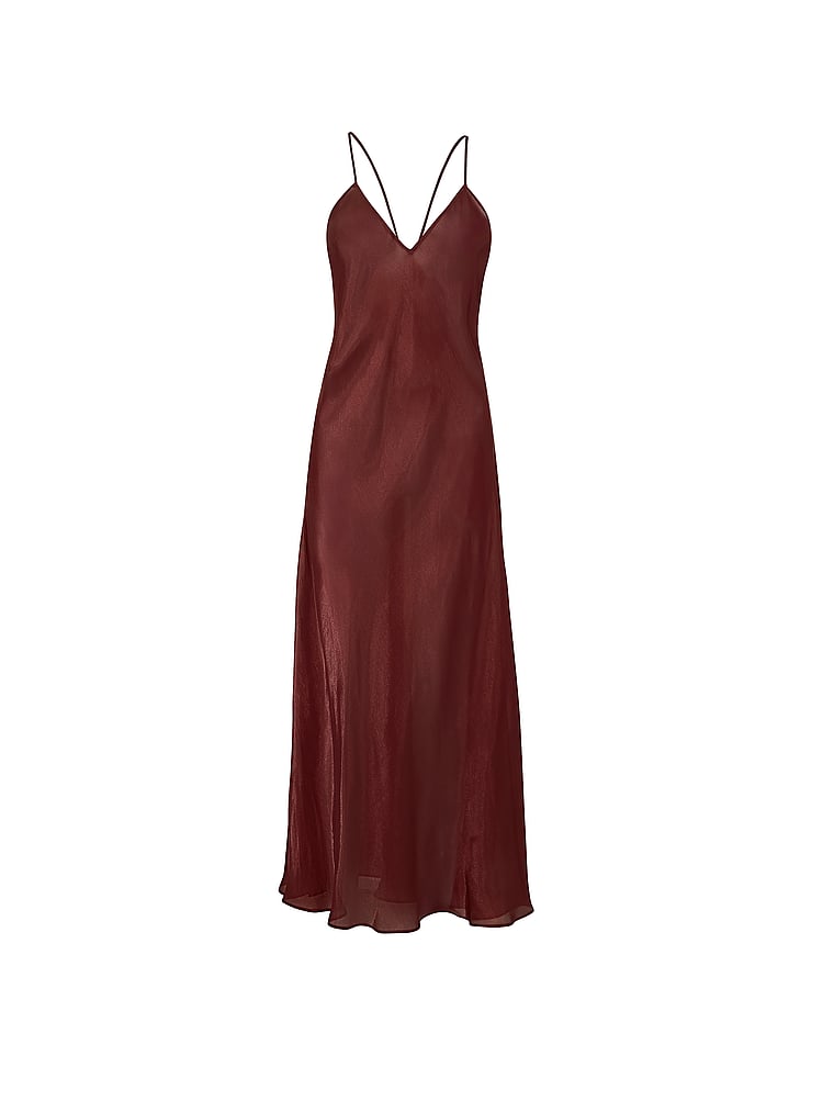 Luxe Sheer Satin Long Slip Dress image number null