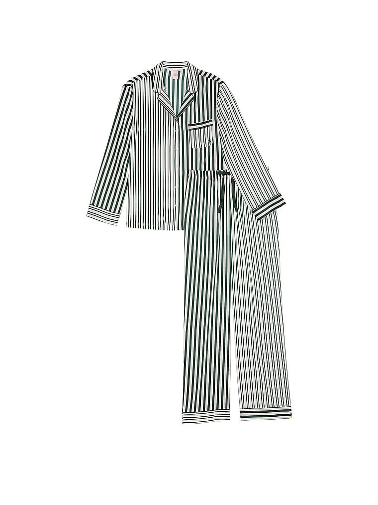 Glazed Satin Long Pajama Set image number null