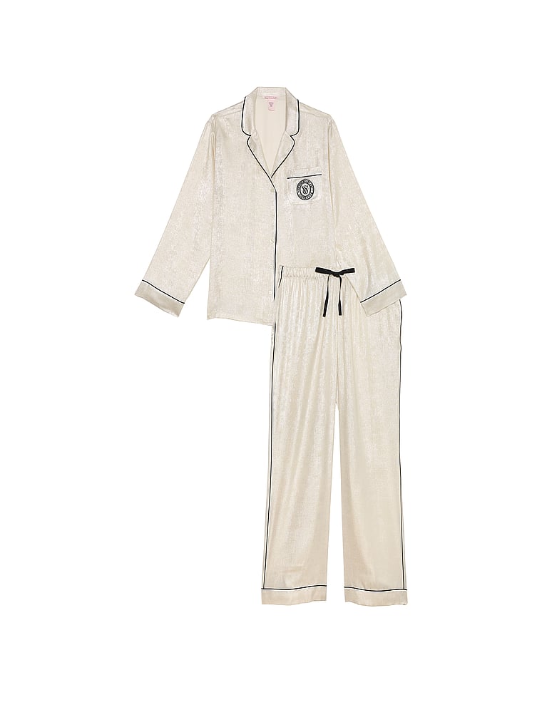 Glazed Satin Long Pajama Set image number null