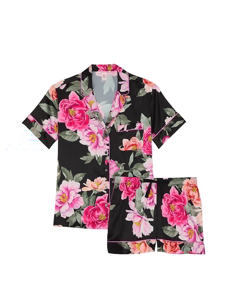 Glazed Satin Short Pajama Set image number null