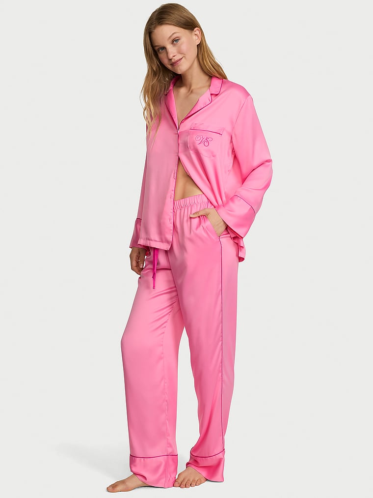 Signature Satin Long Pajama Set image number null