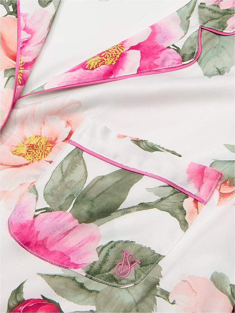Glazed Satin Long Pajama Set image number null