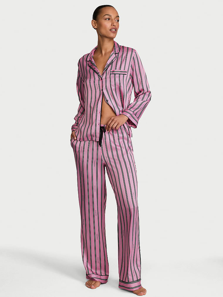 Signature Satin Long Pajama Set image number null
