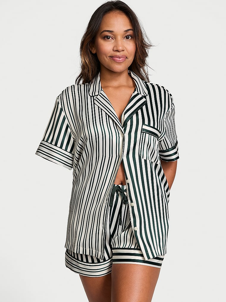 Glazed Satin Short Pajama Set image number null