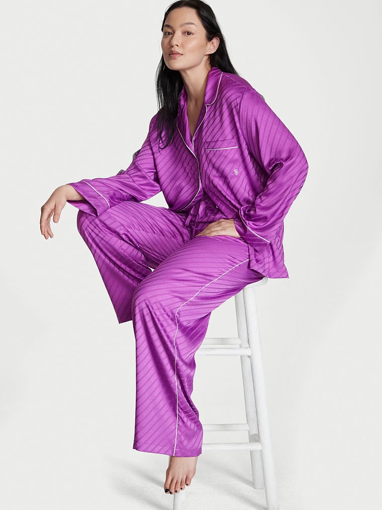 HUGO Pajama top SATINA with silk in light purple