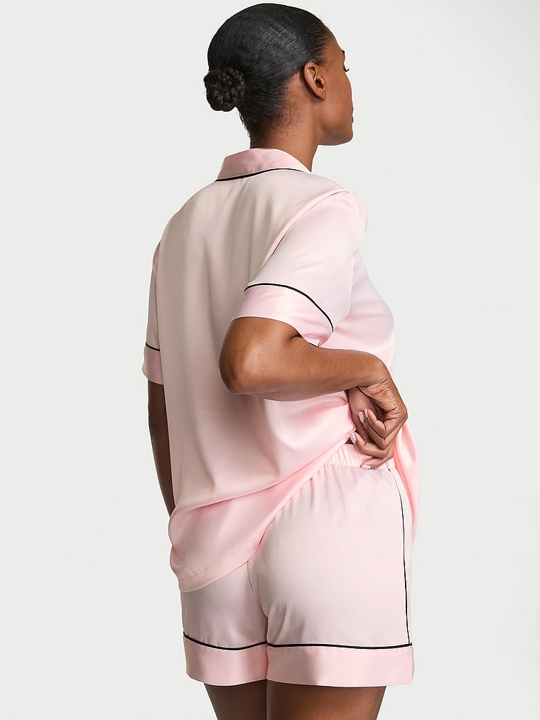 Glazed Satin Short Pajama Set image number null