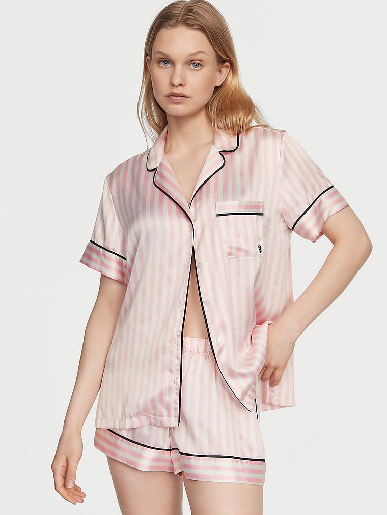 Glazed Satin Short Pajama Set image number null