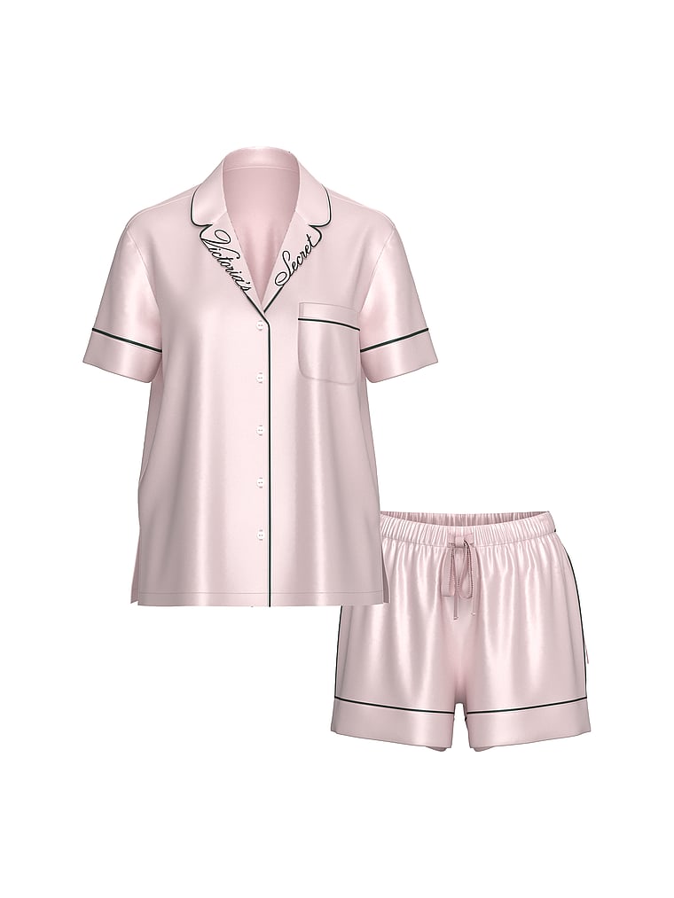 Glazed Satin Short Pajama Set image number null